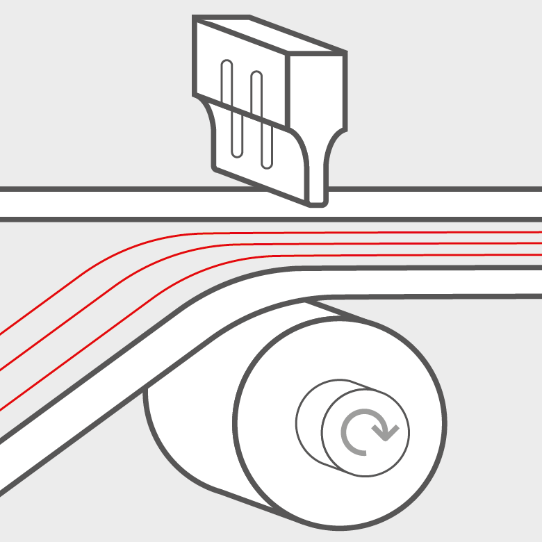 Schematic of material layers and welding head for elastic fixation